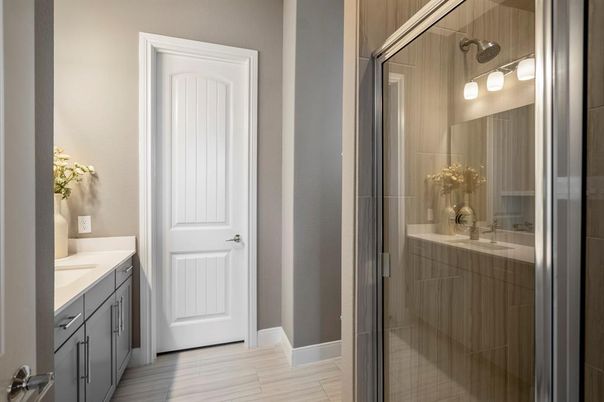 Bathroom, Dual Sink Vanities, Glass Shower, Interior
