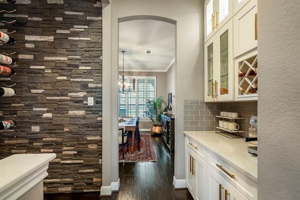 Interior, Pendant Lights, Stone Walls, Wine Storage, Wood Texture Flooring, Wooden Walls