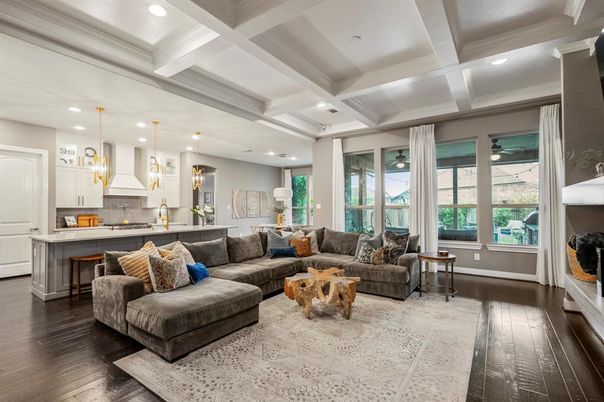 Interior, Kitchen, Living room, Pendant Lights, Recessed Lighting, Stainless Steel Appliances, Wood Texture Flooring