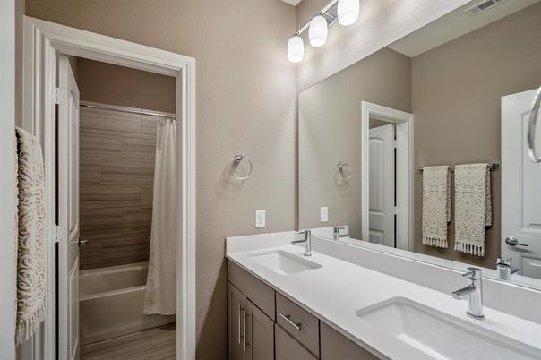 Bathroom, Dual Sink Vanities, Interior, Wood Texture Flooring
