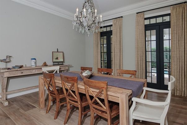 Chandelier, Dining room, Interior, Wood Texture Flooring