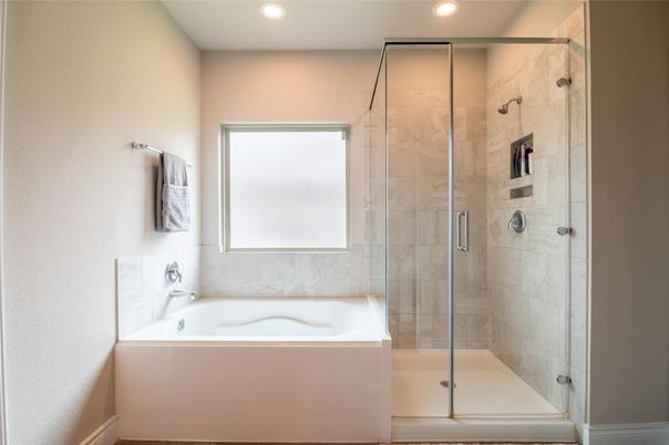 Bathroom, Glass Shower, Interior, Recessed Lighting