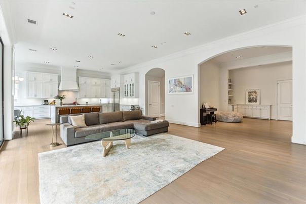 Interior, Kitchen, Living room, Recessed Lighting, Wood Texture Flooring