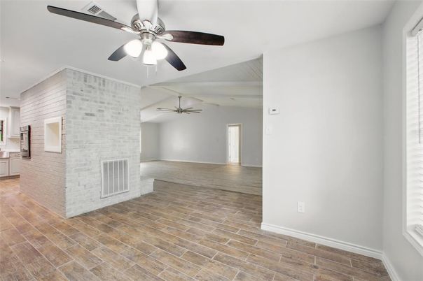 Empty room, Fireplace, Interior, Wood Texture Flooring
