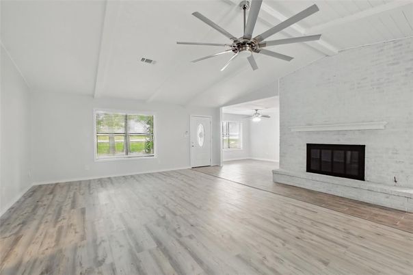 Empty room, Fireplace, Interior, Wood Texture Flooring