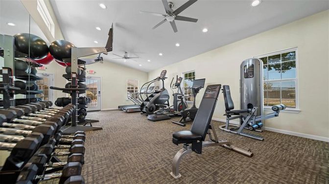 Fitness Equipment, Gym, Interior, Recessed Lighting
