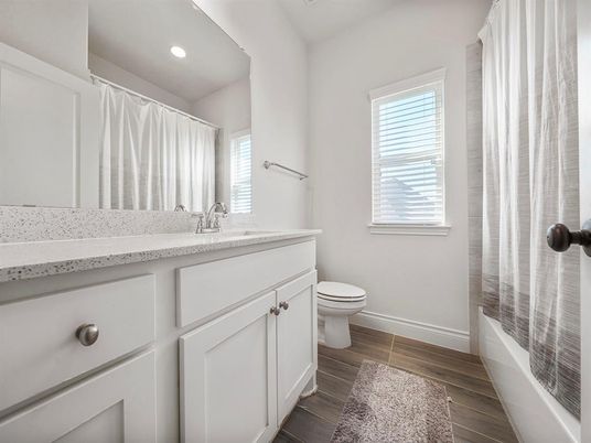 Bathroom, Interior, Recessed Lighting, Wood Texture Flooring