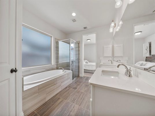 Bathroom, Bedroom, Dual Sink Vanities, Glass Shower, Interior, Recessed Lighting