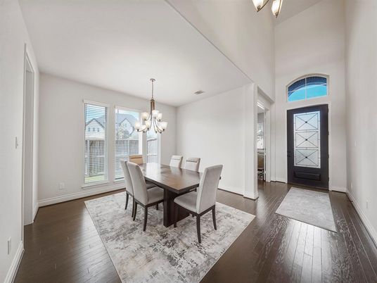 Chandelier, Dining room, Interior, Wood Texture Flooring