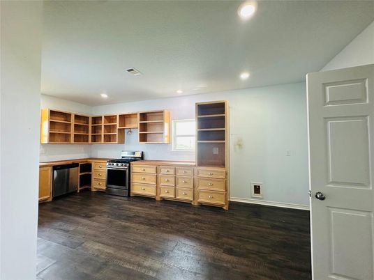 Interior, Kitchen, Recessed Lighting, Wood Texture Flooring