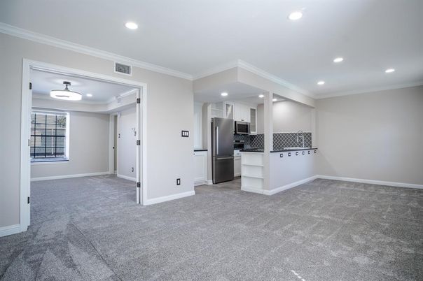 Empty room, Interior, Kitchen, Recessed Lighting