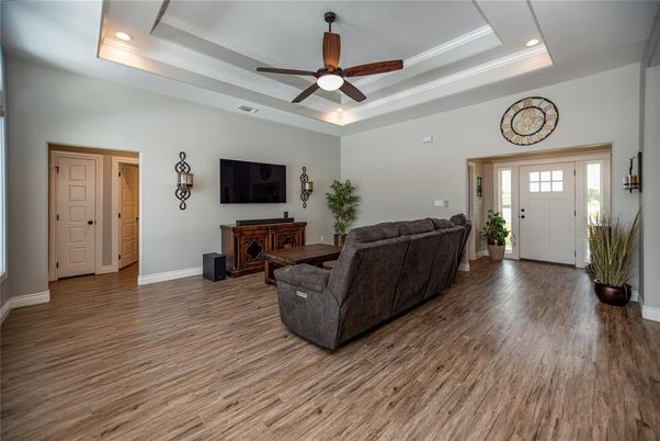Interior, Living room, Recessed Lighting, Wood Texture Flooring