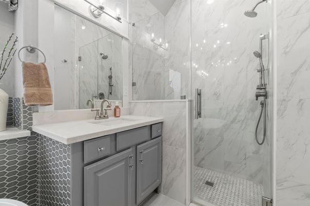 Bathroom, Glass Shower, Interior, Marble Walls