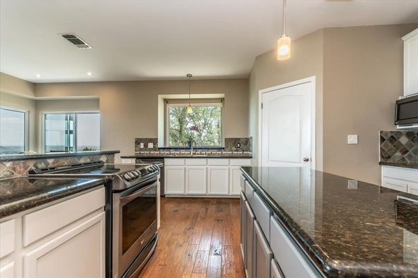 Interior, Kitchen, Pendant Lights, Recessed Lighting, Wood Texture Flooring
