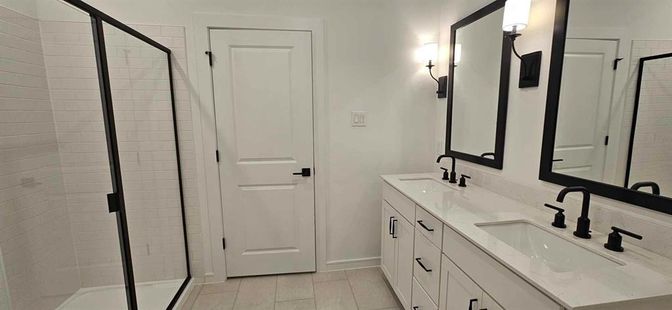Bathroom, Dual Sink Vanities, Glass Shower, Interior