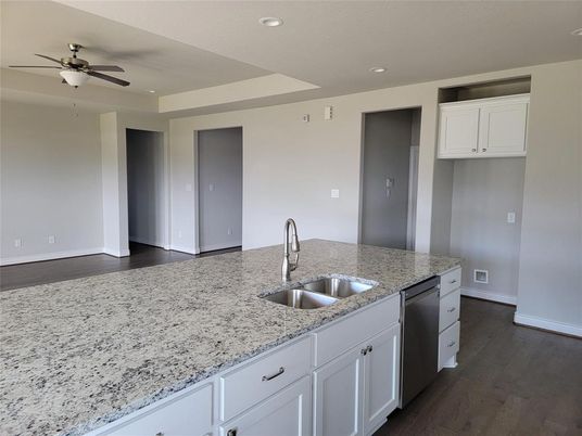 Interior, Kitchen, Recessed Lighting, Wood Texture Flooring