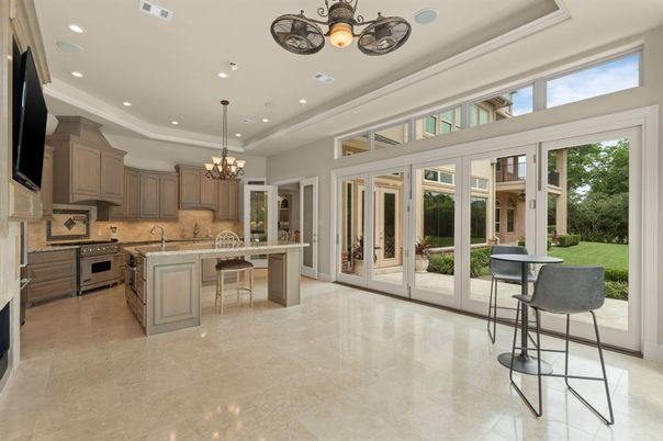 Chandelier, Interior, Kitchen, Pendant Lights, Recessed Lighting, Stainless Steel Appliances