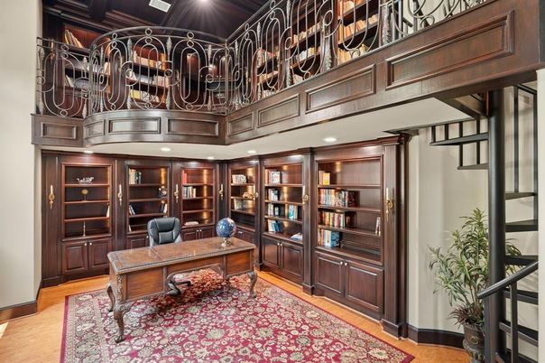 Home Office, Interior, Recessed Lighting, Wood Texture Flooring