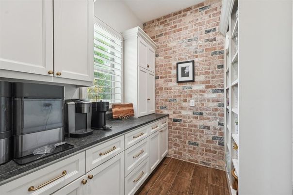Interior, Kitchen, Stone Walls, Wood Texture Flooring