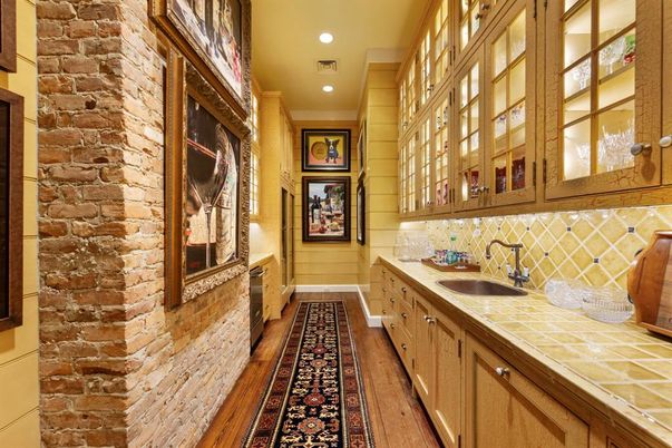 Interior, Recessed Lighting, Stone Walls, Wood Texture Flooring