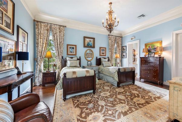 Bedroom, Chandelier, Interior, Wood Texture Flooring