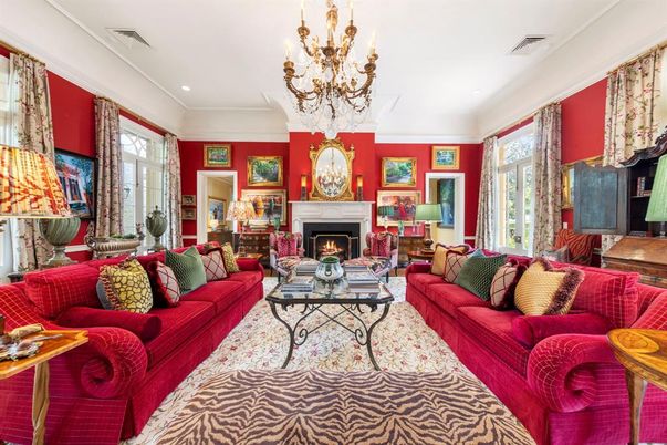 Chandelier, Fireplace, Interior, Living room, Recessed Lighting