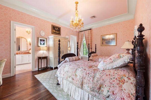 Bedroom, Chandelier, Interior, Wood Texture Flooring