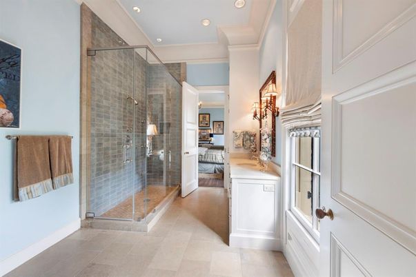 Bathroom, Glass Shower, Interior, Recessed Lighting