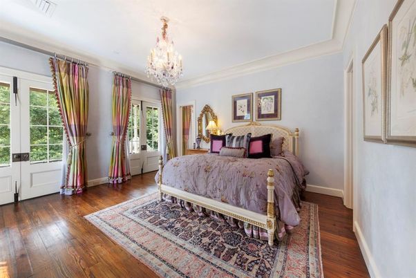 Bedroom, Chandelier, Interior, Wood Texture Flooring