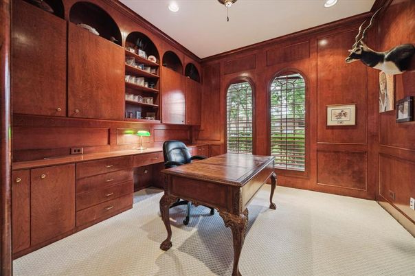 Home Office, Interior, Recessed Lighting, Wooden Walls