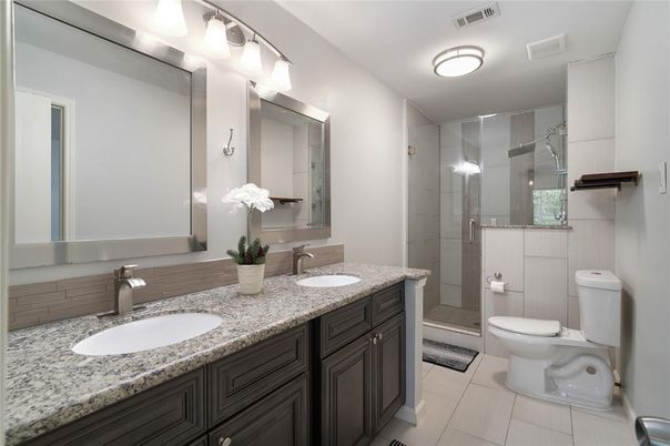 Bathroom, Dual Sink Vanities, Glass Shower, Interior