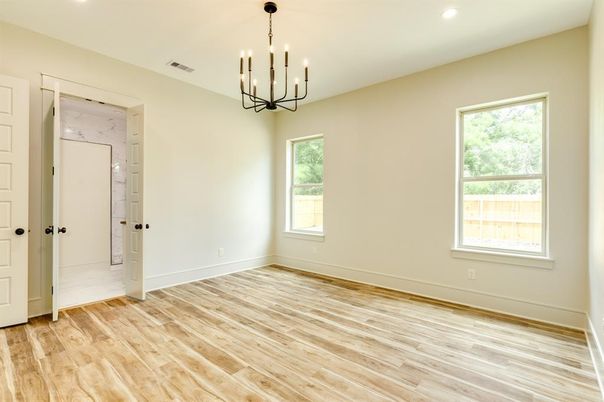 Empty room, Interior, Pendant Lights, Recessed Lighting, Wood Texture Flooring