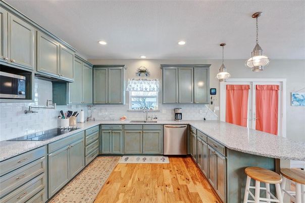 Interior, Kitchen, Pendant Lights, Recessed Lighting, Wood Texture Flooring