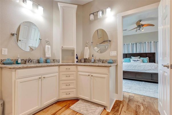 Bathroom, Bedroom, Dual Sink Vanities, Interior, Wood Texture Flooring