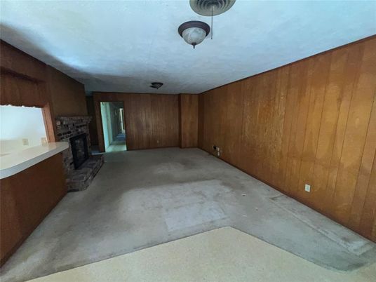 Empty room, Fireplace, Interior, Wooden Walls