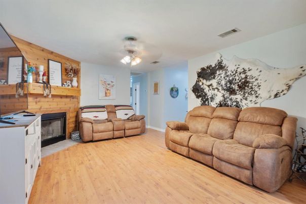 Fireplace, Interior, Living room, Wood Texture Flooring, Wooden Walls