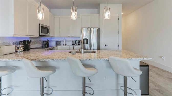 Interior, Kitchen, Pendant Lights, Recessed Lighting, Stainless Steel Appliances