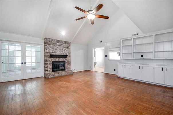 Empty room, Fireplace, Interior, Wood Texture Flooring