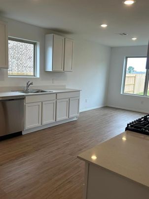 Interior, Kitchen, Recessed Lighting, Wood Texture Flooring
