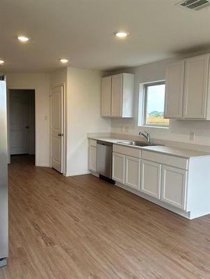 Interior, Kitchen, Recessed Lighting, Wood Texture Flooring