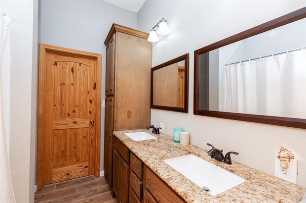 Bathroom, Dual Sink Vanities, Interior, Wood Texture Flooring