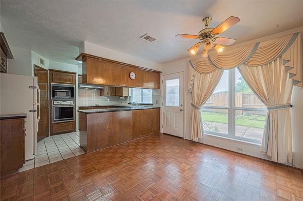 Interior, Kitchen, Stainless Steel Appliances, Wood Texture Flooring