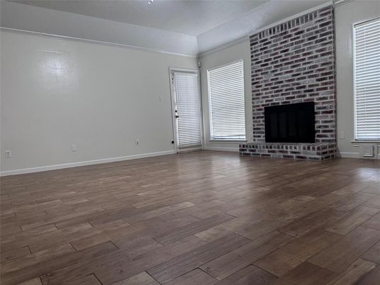 Empty room, Interior, Stone Walls, Wood Texture Flooring