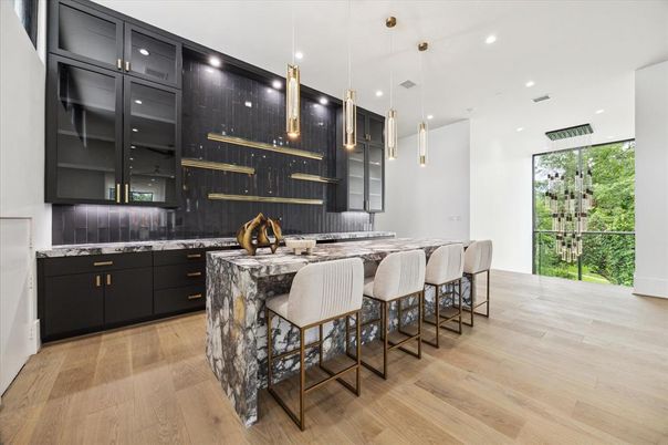 Interior, Kitchen, Pendant Lights, Recessed Lighting, Wood Texture Flooring