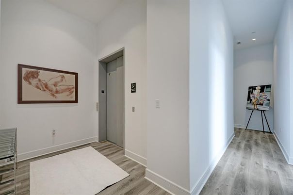Elevator, Interior, Recessed Lighting, Wood Texture Flooring