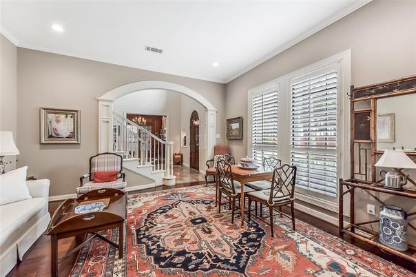 Dining room, Interior, Recessed Lighting, Wood Texture Flooring