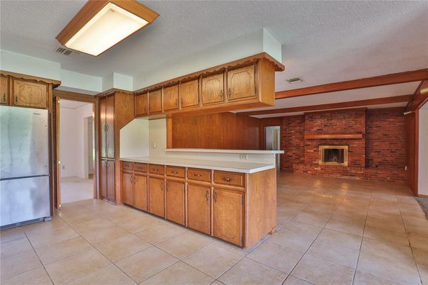 Empty room, Fireplace, Interior, Kitchen, Stone Walls