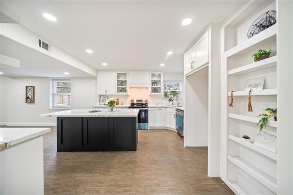 Interior, Kitchen, Recessed Lighting, Wood Texture Flooring