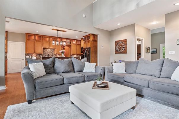 Interior, Kitchen, Living room, Pendant Lights, Recessed Lighting, Stainless Steel Appliances, Wood Texture Flooring