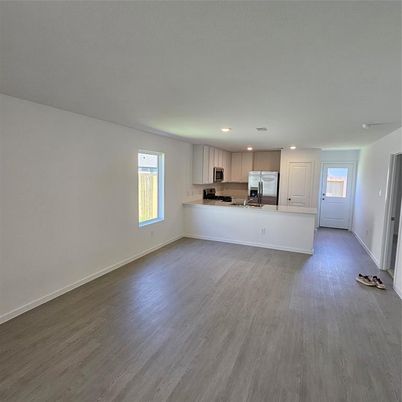 Empty room, Interior, Kitchen, Recessed Lighting, Wood Texture Flooring